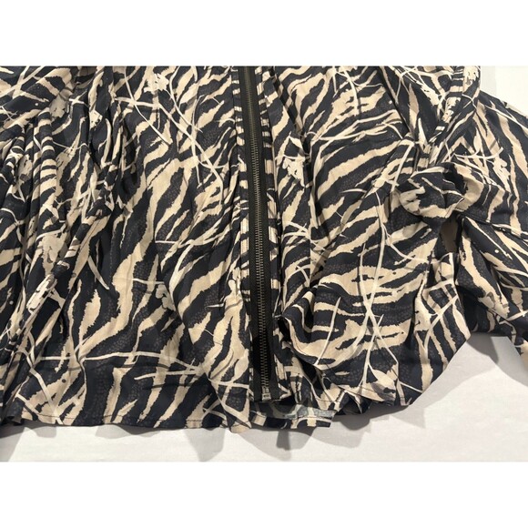 Allsaints Jayda Zebra Dress Zipper Sleeveless Drape Front Womens Black Sz M - Picture 4 of 11